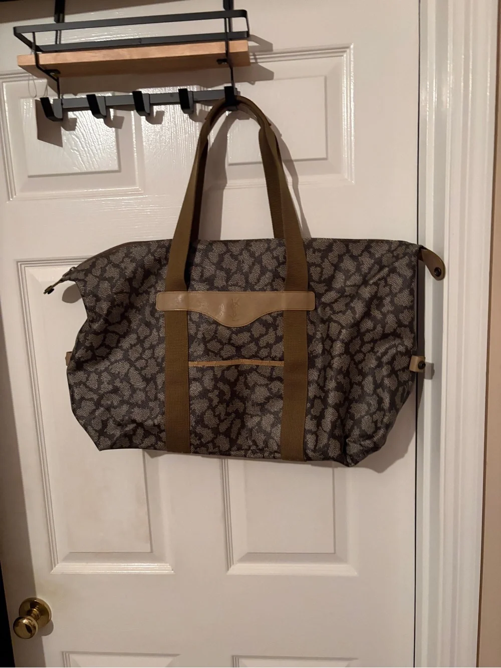 Ysl Olive Brown Patterned Weekender Bag vintage